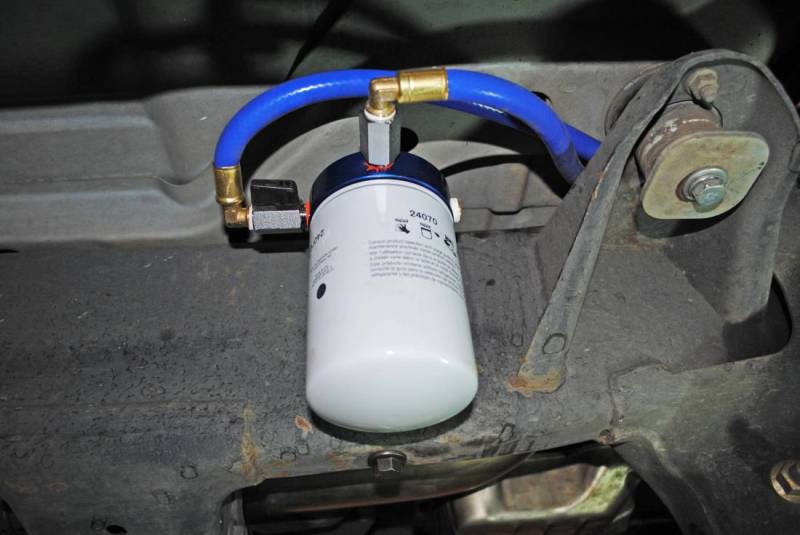 Dodge 2500 Coolant Filtration System - Sinister Diesel - CNC Machined Billet Aluminum Filter Block, Wix Filter - Blue - `03-`07